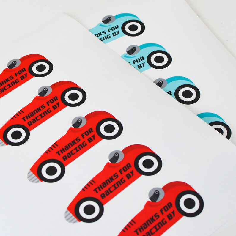 Vintage Race Car Sticker Gift Tags Race Car Birthday Party Etsy UK
