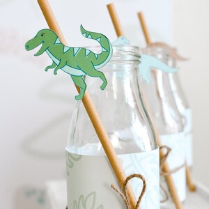 Dinosaur Paper Straws, Dinosaur Birthday Party, Three Rex, Jurassic Park Birthday Party, Jurassic World, Dinosaur Theme Straw Party Supplies image 2