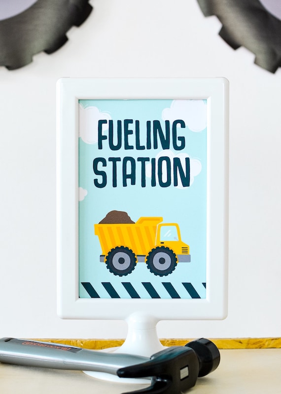 Fueling Station Construction Party Sign, Construction Birthday Party Theme, Construction Birthday, Construction Party Decoration, Dump Truck Il_570xn