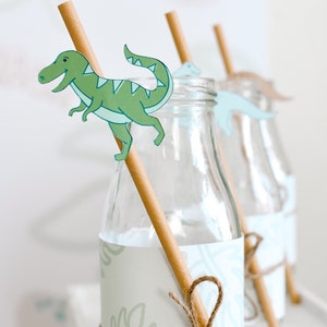 Dinosaur Paper Straws, Dinosaur Birthday Party, Three Rex, Jurassic Park Birthday Party, Jurassic World, Dinosaur Theme Straw Party Supplies image 5