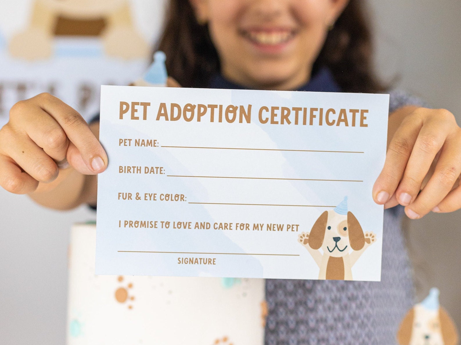 Printable Pet Adoption Certificate Puppy Dog Certificate - Etsy