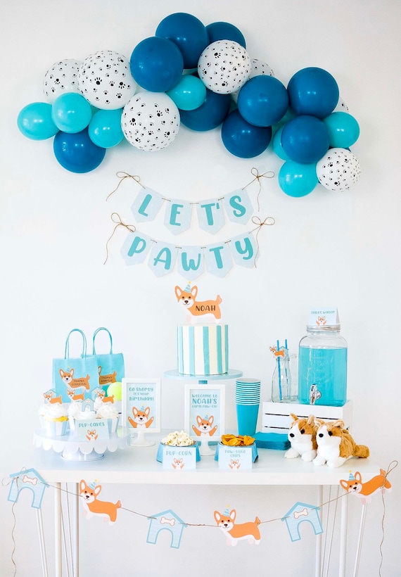 Let's Pawty Garland, Dog Pawty, Corgi Pawty, Dog birthday party, dog first  birthday, dog theme birthday party, pawty banner, pawty time