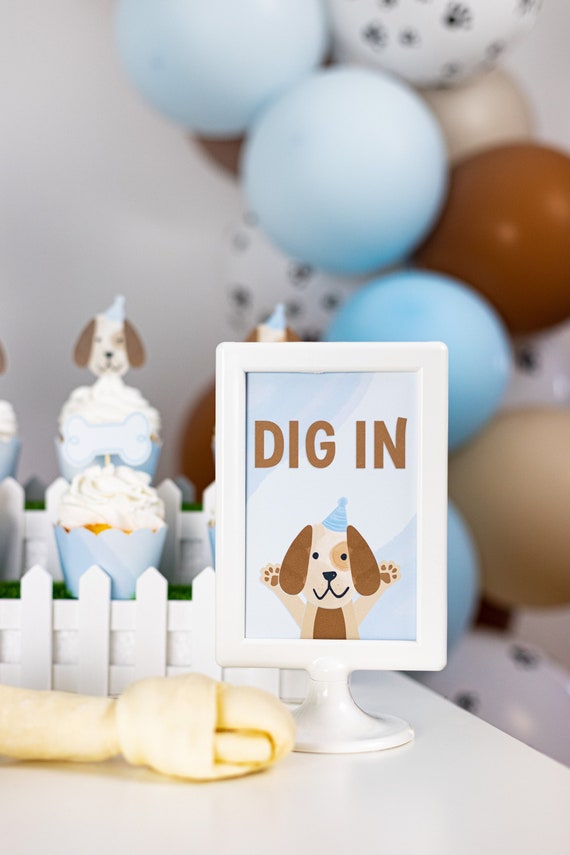 Dig In Puppy Dog Party Sign, Adopt puppy, adopt puppy decor, puppy decor, puppy party, dog decor, dog party, puppy theme, Dog welcome sign Il_570xn