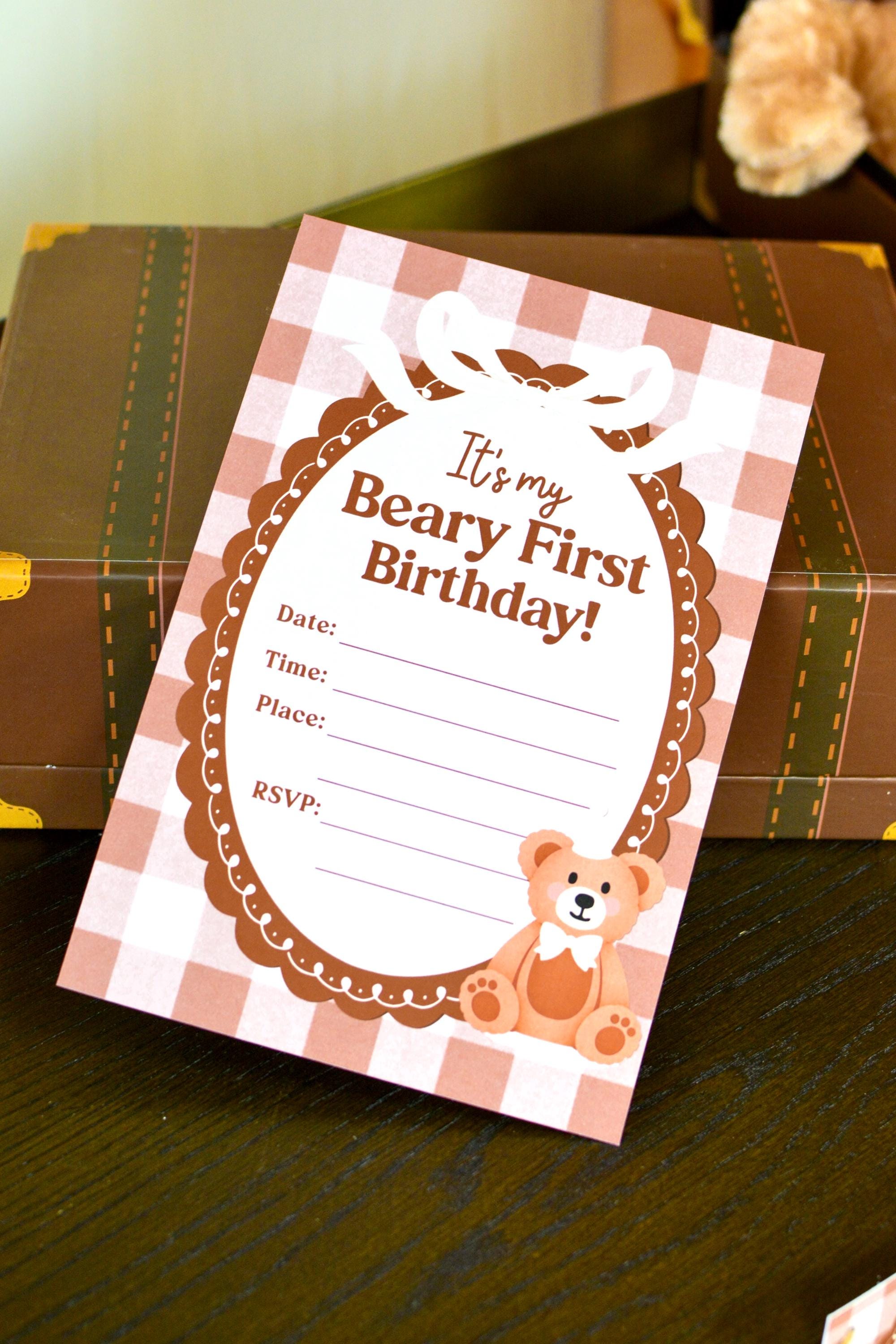 Teddy Bear Invitation Printable | Beary First Birthday Invite | Baby ...