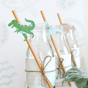 Dinosaur Paper Straws, Dinosaur Birthday Party, Three Rex, Jurassic Park Birthday Party, Jurassic World, Dinosaur Theme Straw Party Supplies image 7