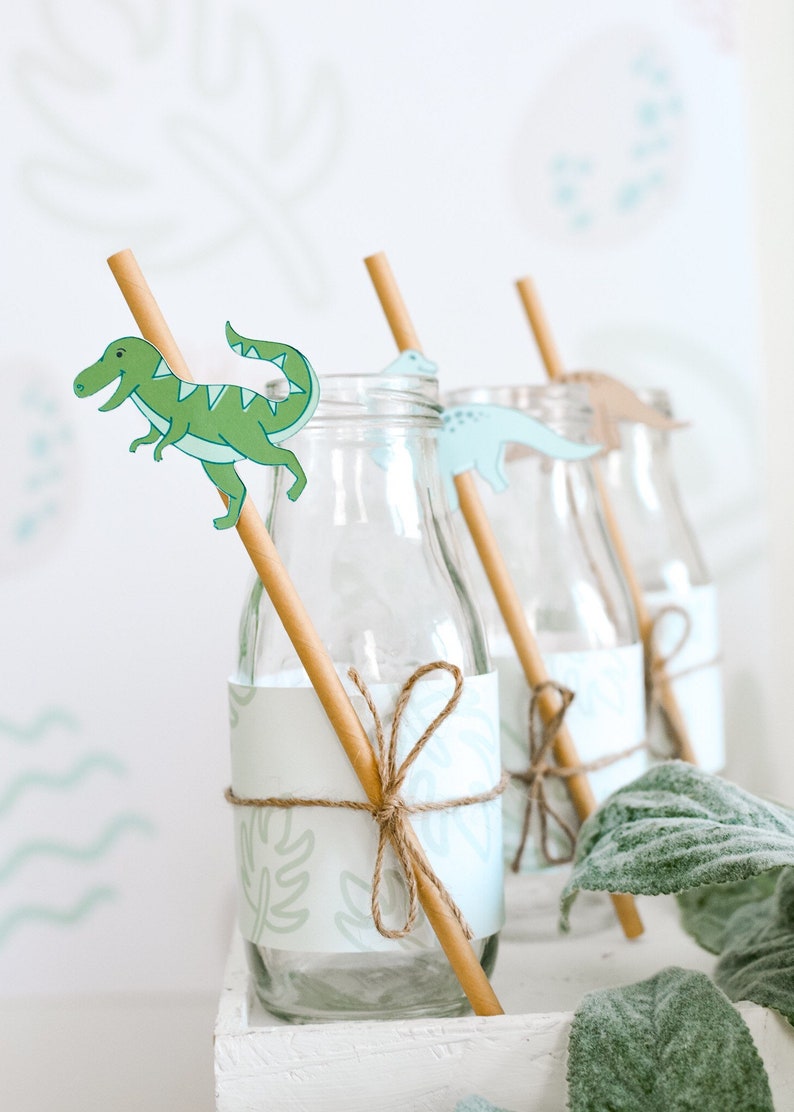 Dinosaur Paper Straws, Dinosaur Birthday Party, Three Rex, Jurassic Park Birthday Party, Jurassic World, Dinosaur Theme Straw Party Supplies image 7