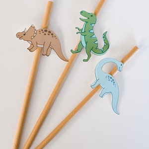 Dinosaur Paper Straws, Dinosaur Birthday Party, Three Rex, Jurassic Park Birthday Party, Jurassic World, Dinosaur Theme Straw Party Supplies image 6