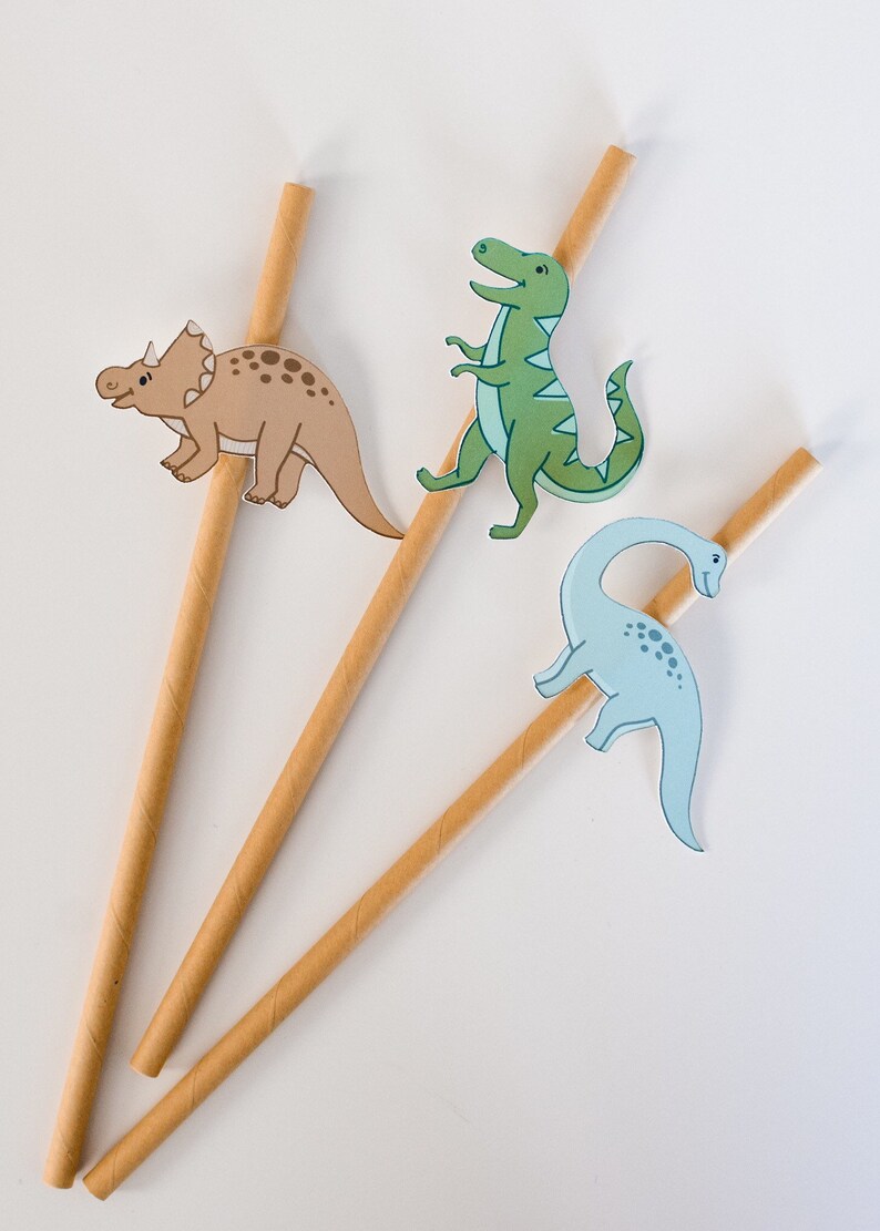 Dinosaur Paper Straws, Dinosaur Birthday Party, Three Rex, Jurassic Park Birthday Party, Jurassic World, Dinosaur Theme Straw Party Supplies image 6