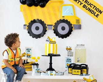 Personalized Construction Party Decorations Bundle | Complete Dig In Birthday Party Kit for Kids