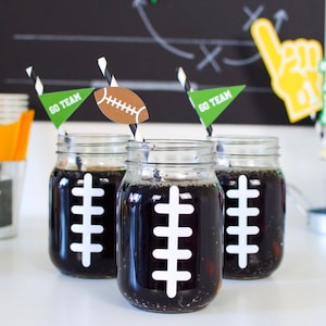 Fußball Papierstrohhalme, Superbowl Strohhalme, Fußball Party Dekor, Super Bowl Party Dekor, Sport Party, Fußball einladen, Super Bowl einladen