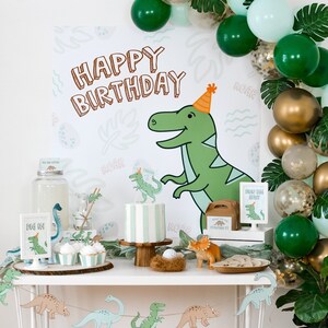 Printable Dinosaur Birthday Party Backdrop, Dinosaur Wall Art, Party Backdrop, Photobooth Backdrop, Jurassic Park Dinosaur Birthday Party image 2