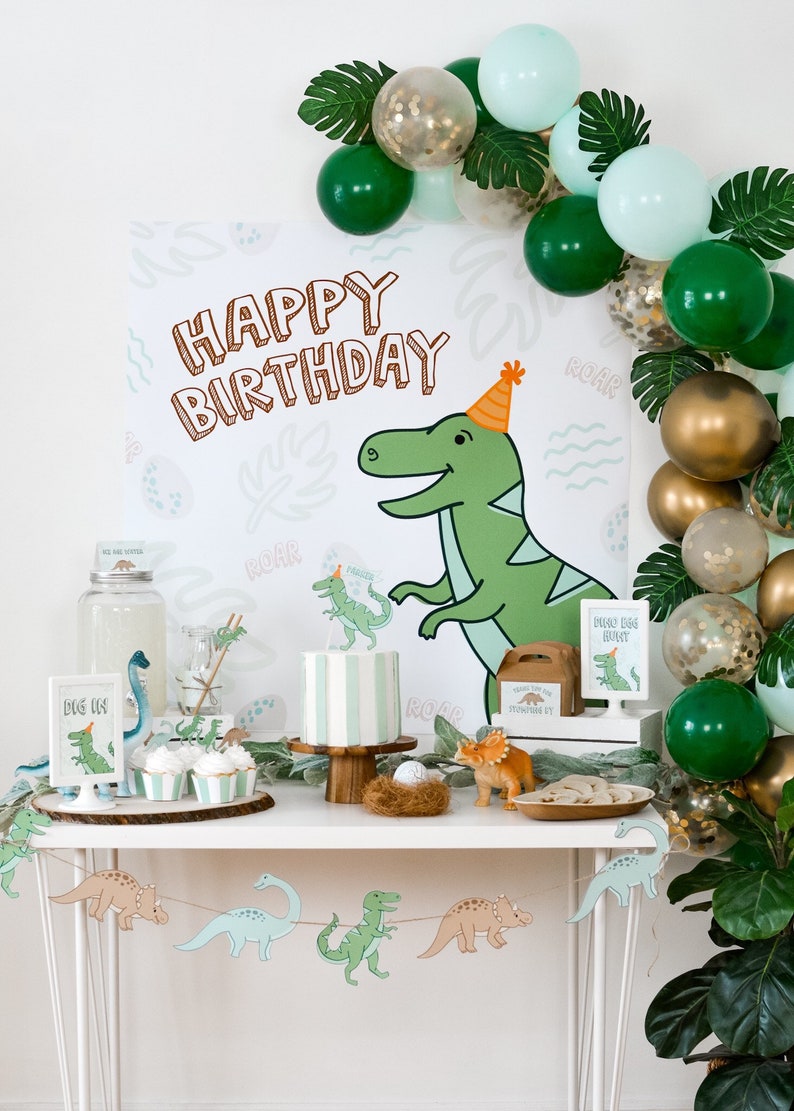 Printable Dinosaur Birthday Party Backdrop, Dinosaur Wall Art, Party Backdrop, Photobooth Backdrop, Jurassic Park Dinosaur Birthday Party image 2