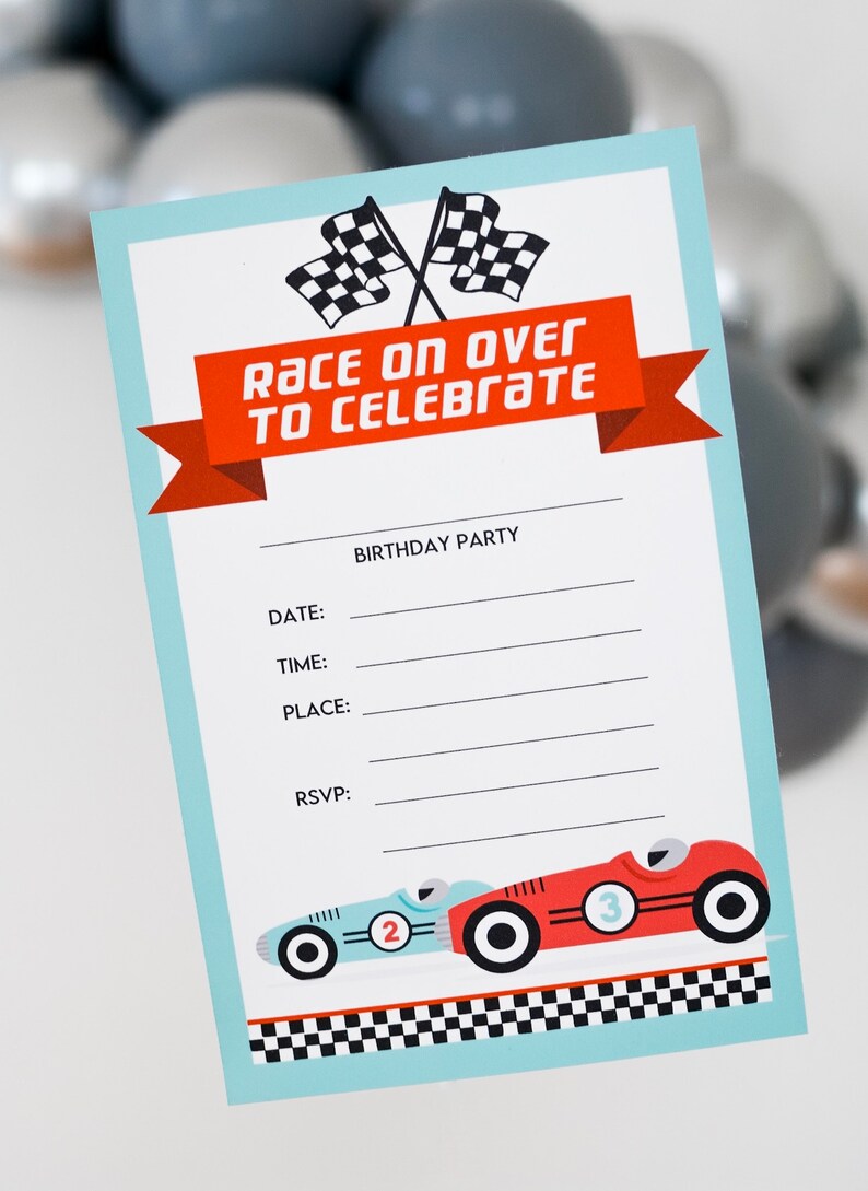 Printable Race Car Party Invitations Instant Download PDF - Etsy
