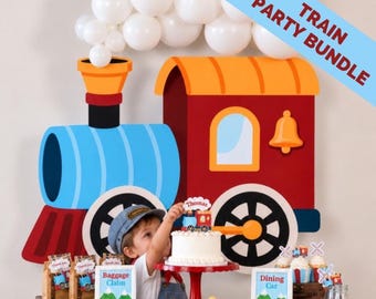 Personalized Train Birthday Party Bundle | Choo Choo Party Decorations Kit for Kids
