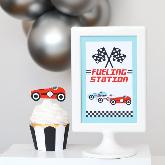 Fueling Station Vintage Race Car Sign, Race Car Birthday Party, Race Car Birthday, Race Car Party, Race Car Decorations, Two fast birthday Il_570xn