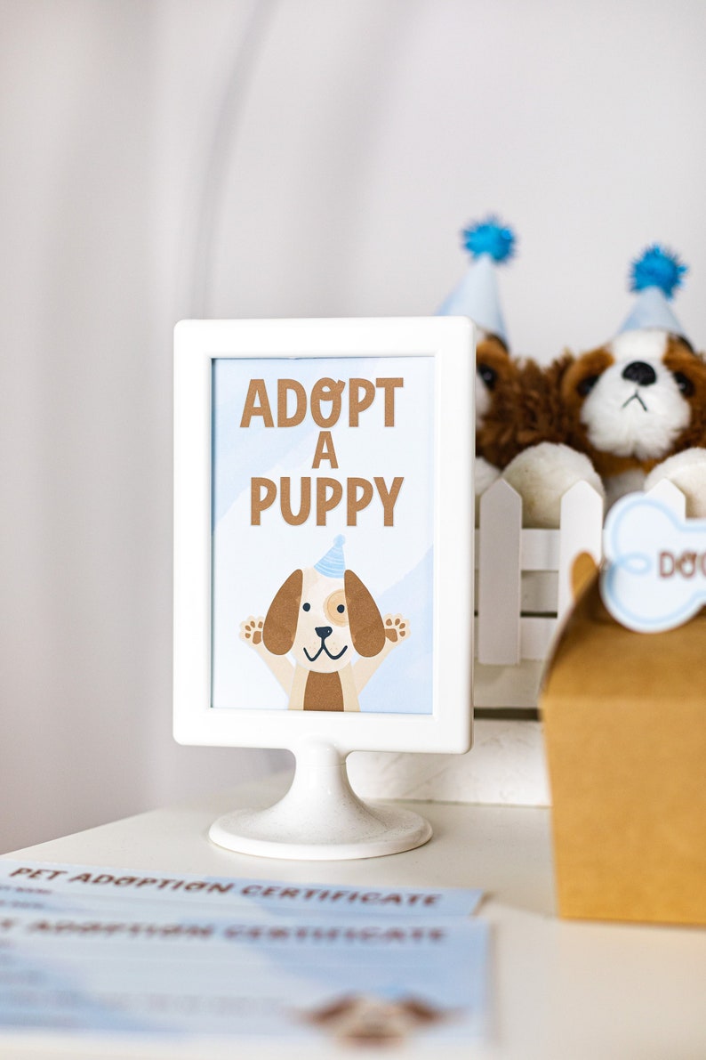 Adopt a Puppy Party Sign | Puppy Dog Birthday, Pet Adoption Party Decor ...
