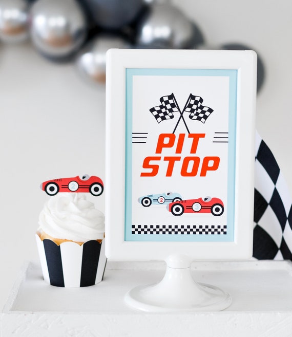 Pit Stop Vintage Race Car Sign, Race Car Birthday Party, Race Car Birthday, Race Car Party, Race Car Decorations, Race Car Party Ideas Il_570xn