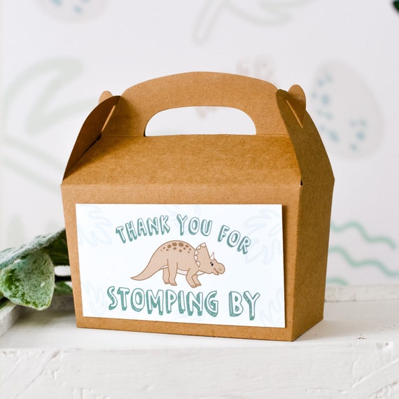Dinosaur Sticker Gift Tags, Thank You for Stomping By, Dinosaur Birthday Party, Jurassic Park ...