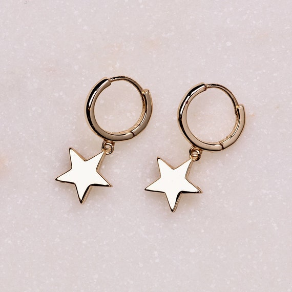 Star Hoops Earrings Tiny Gold Hoops Tiny Hoops Huggie Hoop | Etsy