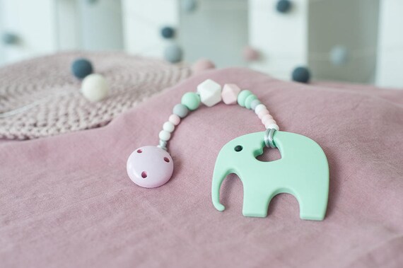 Elephant Food Grade Silicone Teething Toys Baby Sensory Teether Pendant Jewelry