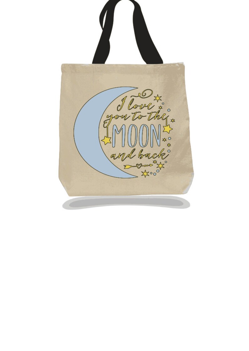 Personalized I Love You to the Moon and Back Tote Bag Customized Tote Bag Gifts for Her