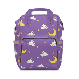 Moon Bunny Print Multifunctional Diaper Backpack