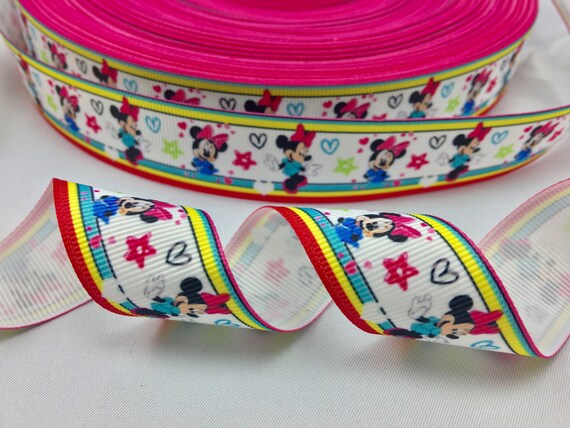 1 25mm Mickey Minniewhite Grosgrain Ribbon 5 Yds Diy Etsy