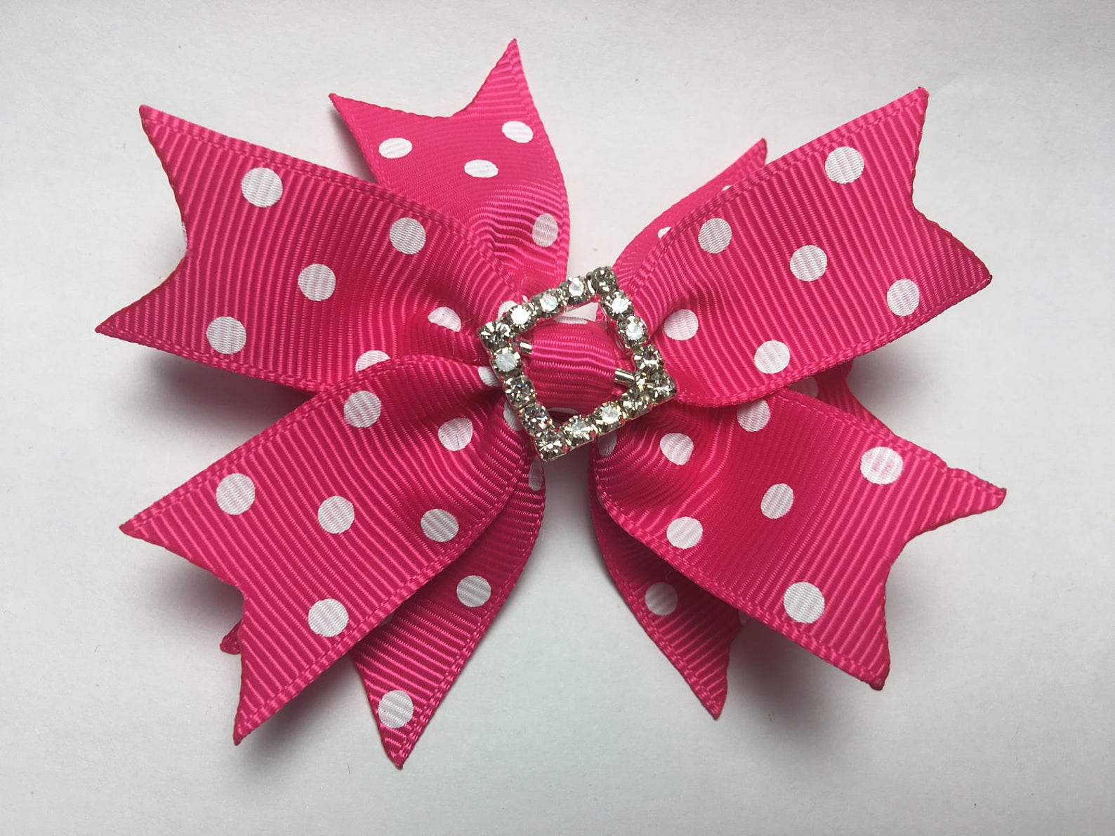 Handmade Hair Bow w/ Rhinestone Embellishment Cabochon Pink | Etsy