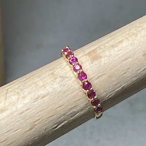 Unheated Mogok Ruby Ring, 18K Yellow Gold Eternity Band