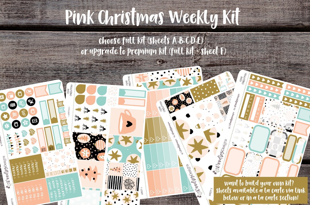 Pink Christmas Weekly Vertical Sticker Kit Planner Stickers Erin ...