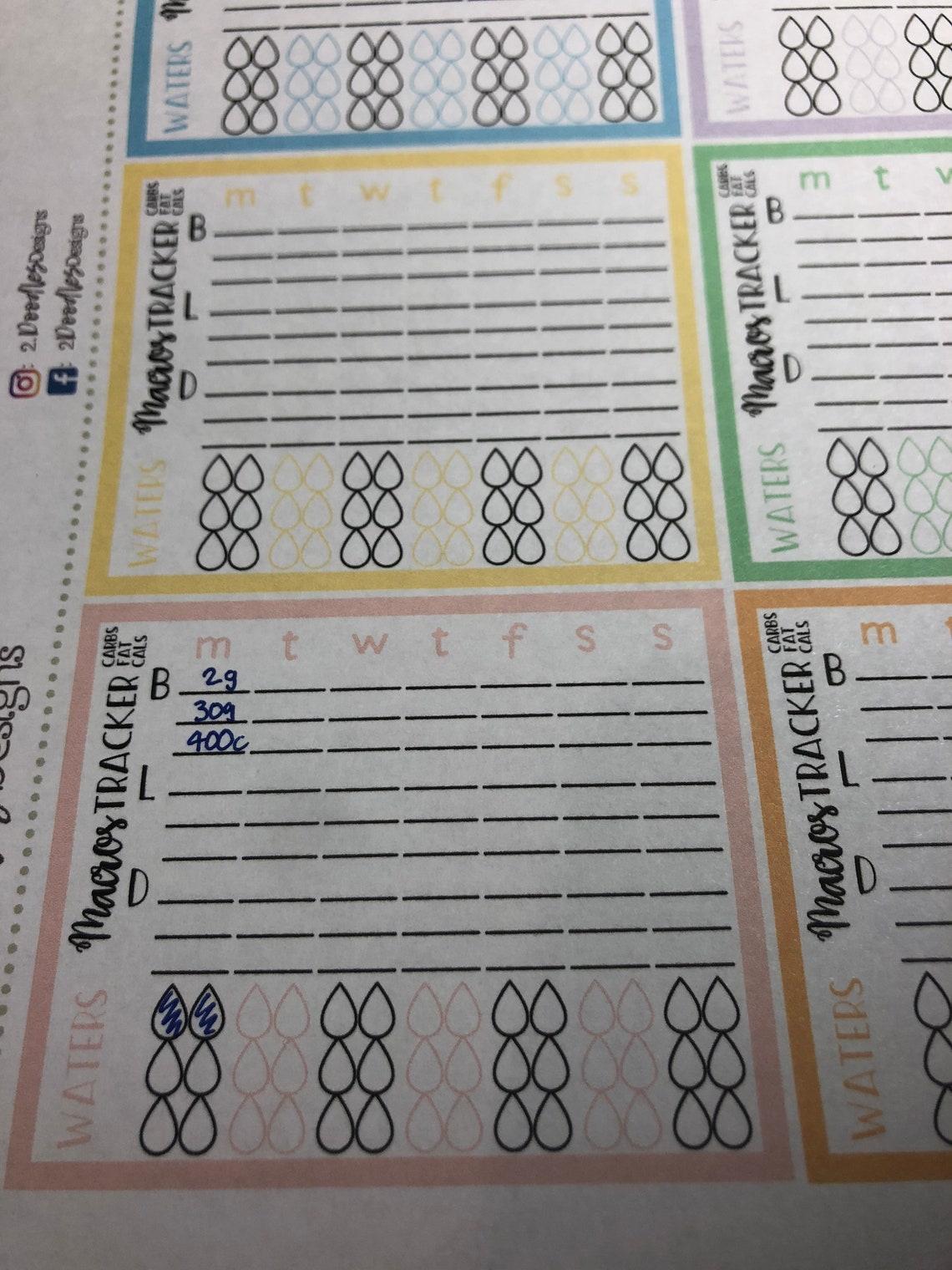 Weekly Box Stickers Macro Tracker Stickers Calendar - Etsy