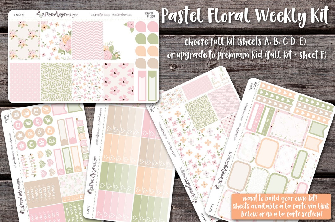 Pastel Floral Weekly Vertical Sticker Kit Planner Stickers Erin Condren ...