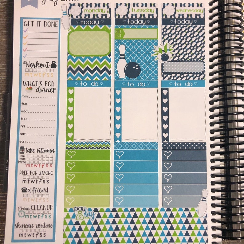 Spare Time Weekly Sticker Kit Bowling Stickers Planner Etsy