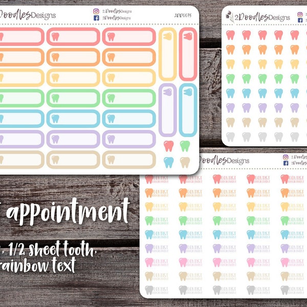 Dentist Appointment Stickers |  Appointment Box Stickers | Erin Condren Sticker | Calendar Sticker | Happy Planner Stickers | 2DD0075