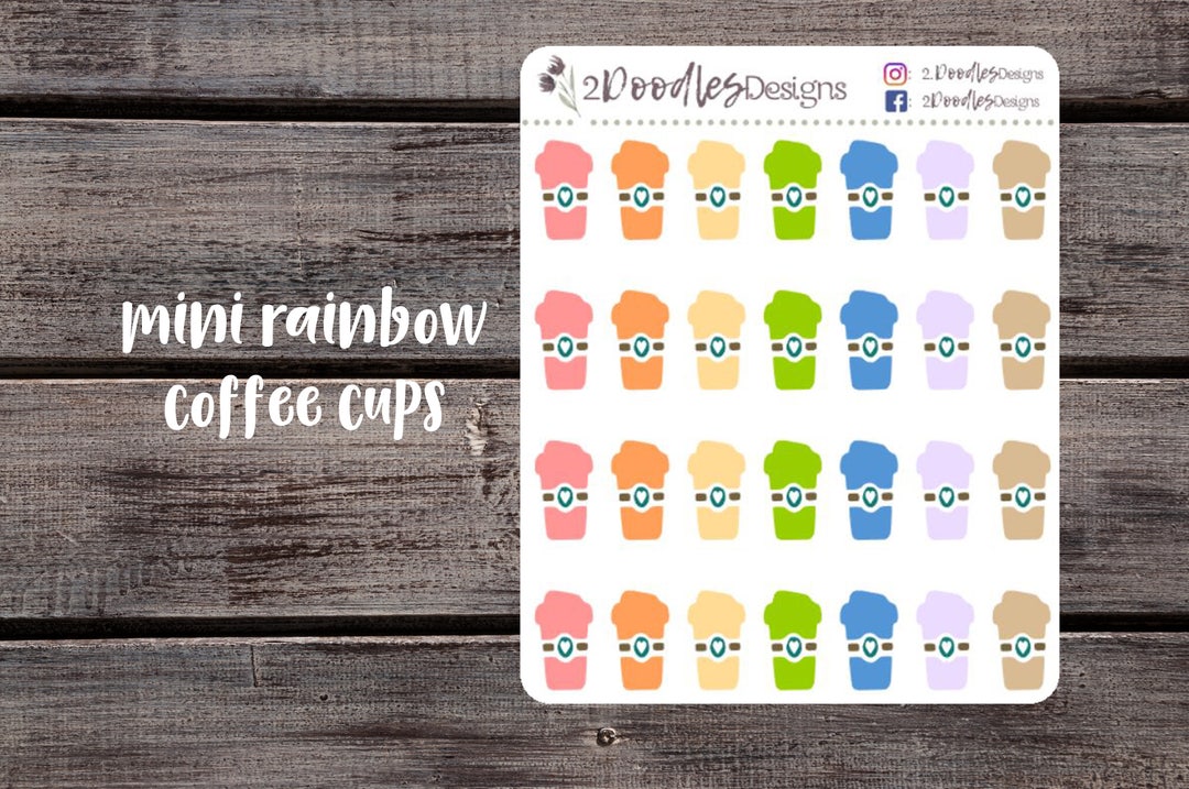 Coffee Cup Stickers Tea Cup Stickers Planner Stickers Beverage Stickers ...