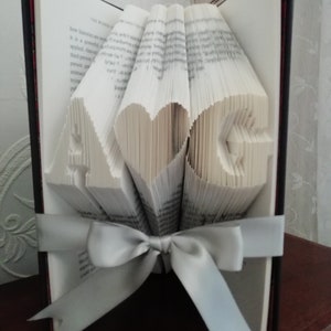 Personalised Book Fold - Custom Folded Books - Book Origami - Book Sculpture - Two Initials and Heart or Ampersand