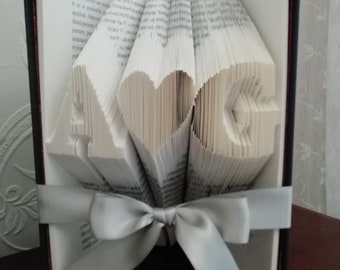 Personalised Book Fold - Custom Folded Books - Book Origami - Book Sculpture - Two Initials and Heart or Ampersand