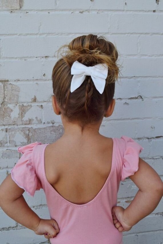 White Ballerina Girls Bow On Clip For Toddlers And Girls Etsy