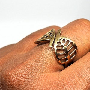 Solid Brass Ring - Handmade Jewelry - Double Leafs Shape - Simple but Elegant - Boho Style