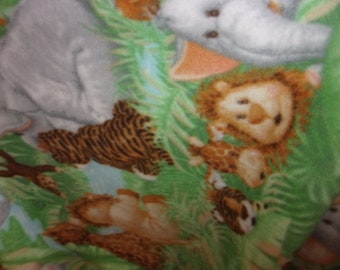 Counting the Jungle Babies Fleece Baby Blanket in Blue