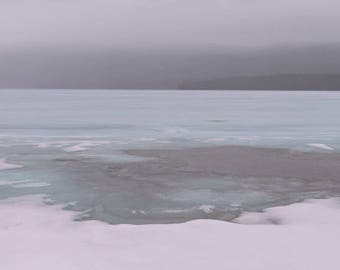 Winter Photo, Water Photo, Whitefish Lake, Montana, Landscape Photography, Nature Print, "On Thin Ice", Fine Art Photography