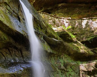 Waterfall Photo, Hocking HIlls State Park, Old Man's Cave, Landscape Photography, Nature Print, "Cascade", Fine Art Photography