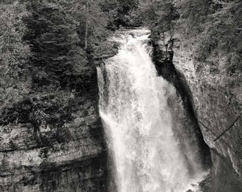 Waterfall Photo, Pictured Rocks Lakeshore, Michigan, Landscape Photography, Nature Print, "Power of Miner's Fall", Fine Art Photography