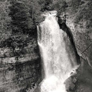 Waterfall Photo, Pictured Rocks Lakeshore, Michigan, Landscape Photography, Nature Print, Power of Miner's Fall, Fine Art Photography image 1