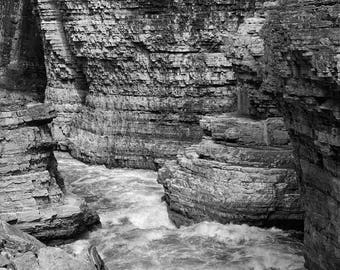 Canyon Photo, Ausable Chasm, Upstate New York, Landscape Photography, Nature Print, "Ausable Rapids", Fine Art Photography, Black and White