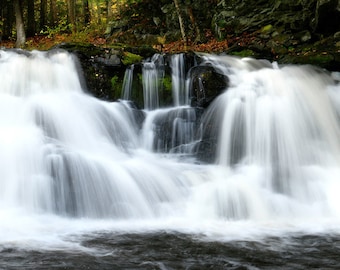 Waterfall Photo, Michigan, Marquette, Landscape Photography, Nature Print, "Powerhouse Falls", Fine Art Photography