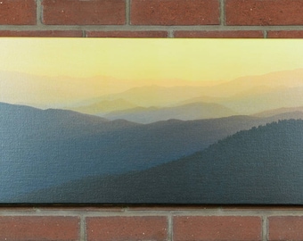 Canvas Gallery Wrap, Sunset Photo, Great Smoky Mountains, Landscape Photography, Nature Print, "Golden Infinity", Fine Art Photography