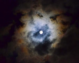 Moon Photo, Abstract Photography, Nature Print, "Ethereal Moonrise", Fine Art Photography