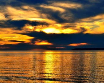 Sunset Photo, Sleeping Bear National Lakeshore, Michigan, Landscape Photography, Nature Print, "Burning Sky", Fine Art Photography