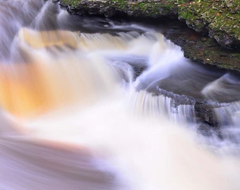 Waterfall Photo, Porcupine Mountains, Presque Isle, Landscape Photography, Nature Print, "Brushstrokes in the Water", Fine Art Photography